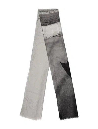 Pre-owned Akris Cashmere Printed Scarf In Gray