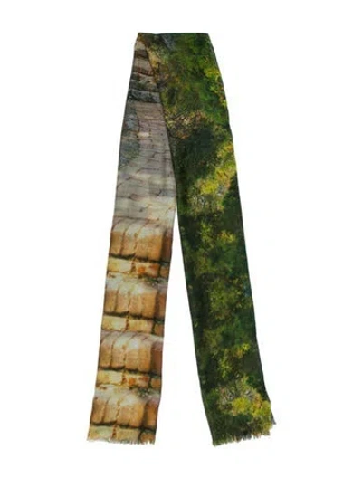 Pre-owned Akris Cashmere Printed Scarf In Green