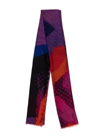 Pre-owned Akris Cashmere Printed Scarf In Purple