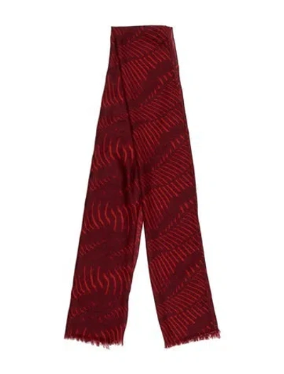 Pre-owned Akris Cashmere Printed Scarf In Red