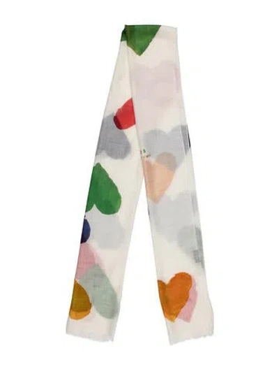 Pre-owned Akris Cashmere Printed Scarf In White