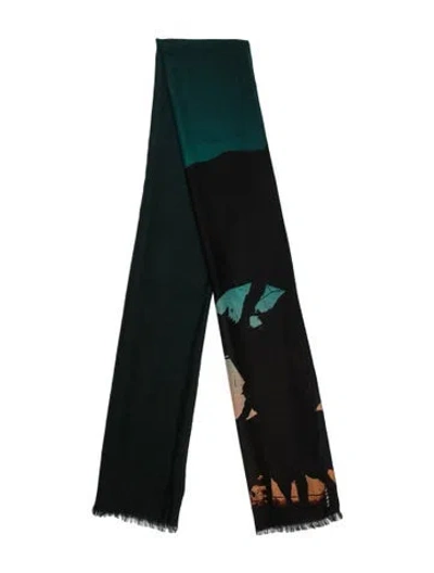 Pre-owned Akris Cashmere Printed Shawl In Blue