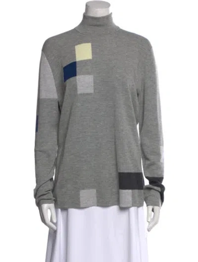 Pre-owned Akris Cashmere Printed Sweater In Gray