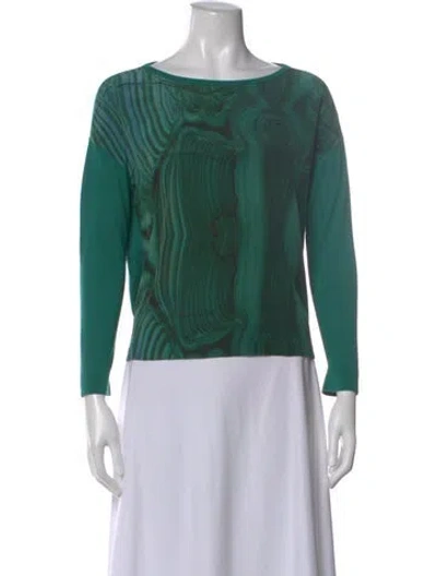 Pre-owned Akris Cashmere Printed Sweater In Green