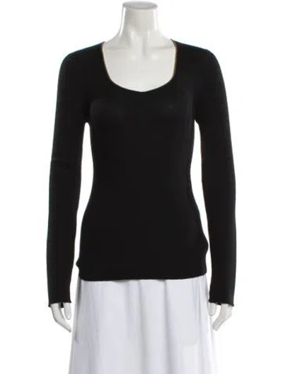 Pre-owned Akris Cashmere Scoop Neck Sweater In Black