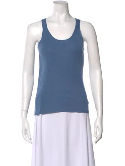 Pre-owned Akris Cashmere Scoop Neck Sweater In Blue