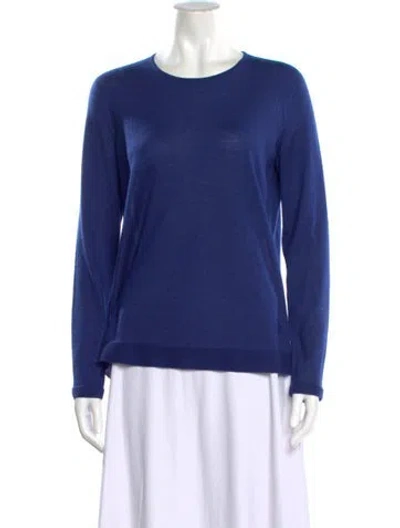 Pre-owned Akris Cashmere Scoop Neck Sweater In Blue
