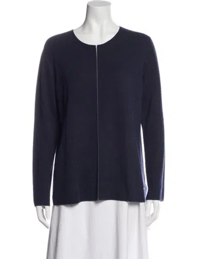 Pre-owned Akris Cashmere Scoop Neck Sweater In Blue
