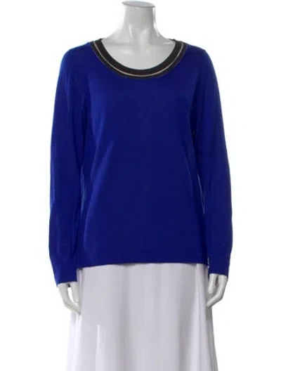 Pre-owned Akris Cashmere Scoop Neck Sweater In Blue