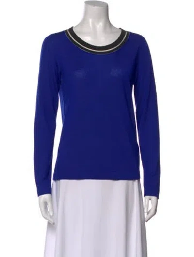 Pre-owned Akris Cashmere Scoop Neck Sweater In Blue