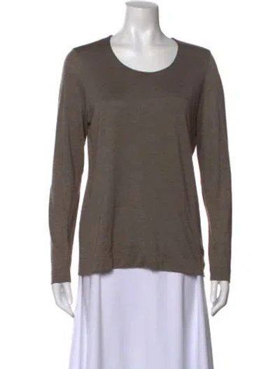 Pre-owned Akris Cashmere Scoop Neck Sweater In Brown