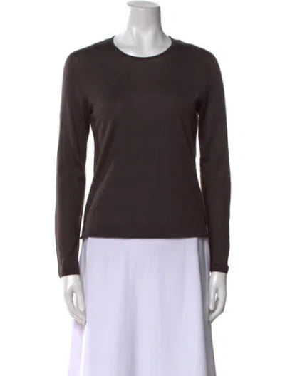 Pre-owned Akris Cashmere Scoop Neck Sweater In Brown
