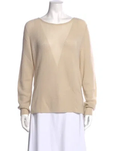 Pre-owned Akris Cashmere Scoop Neck Sweater In Neutral