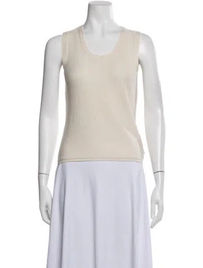 Pre-owned Akris Cashmere Scoop Neck Sweater In Neutral