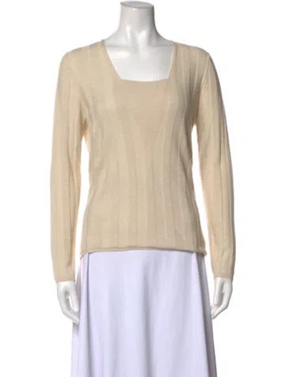 Pre-owned Akris Cashmere Scoop Neck Top In Neutrals