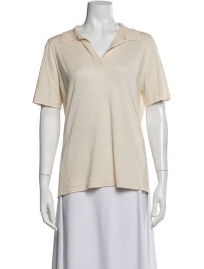 Pre-owned Akris Cashmere Short Sleeve Polo In White