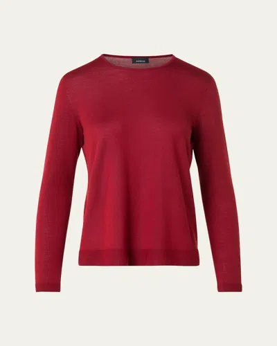 Akris Cashmere-silk Fine Gauge Seamless Knit Sweater In Red