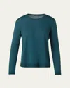 Akris Cashmere-silk Fine Gauge Seamless Knit Sweater In Blue