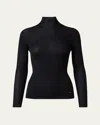 Akris Cashmere-silk Fine Ribbed Knit Pullover In Black