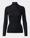 Akris Cashmere-silk Fine Ribbed Knit Pullover In Black