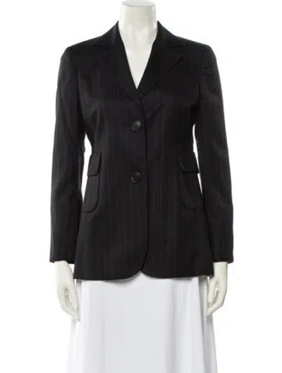 Pre-owned Akris Cashmere Striped Blazer In Black