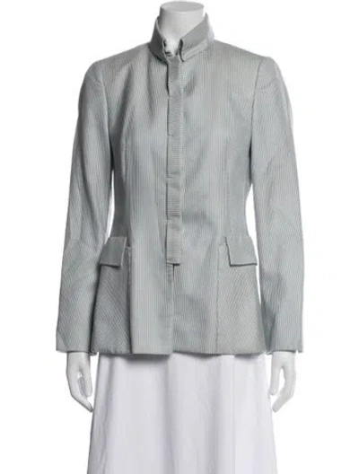 Pre-owned Akris Cashmere Striped Blazer In Blue