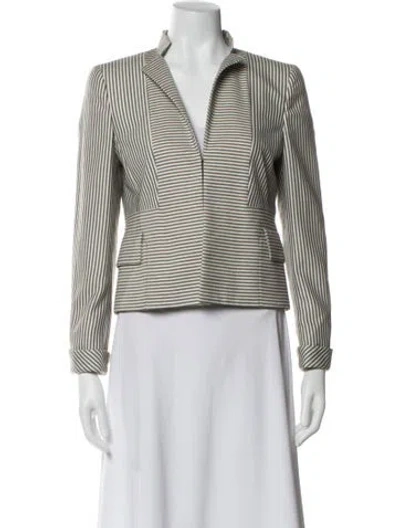 Pre-owned Akris Cashmere Striped Blazer In Gray