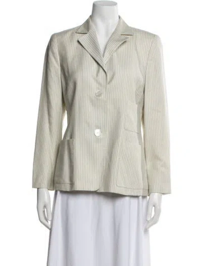 Pre-owned Akris Cashmere Striped Blazer In Green/neutrals
