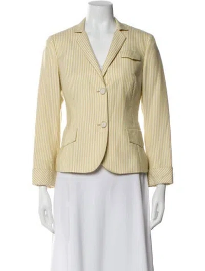 Pre-owned Akris Cashmere Striped Blazer In White