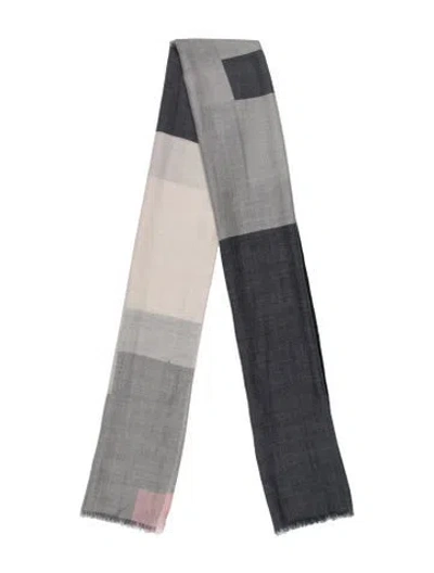 Pre-owned Akris Cashmere Striped Scarf In Blue