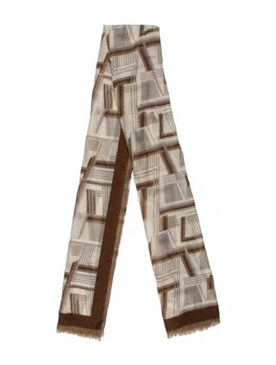 Pre-owned Akris Cashmere Striped Scarf In Brown