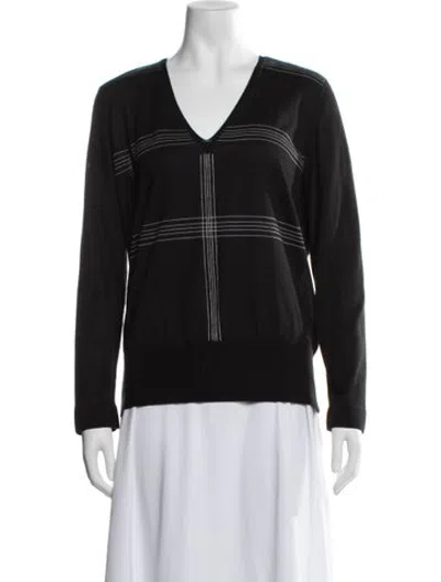 Pre-owned Akris Cashmere Striped Sweater In Black