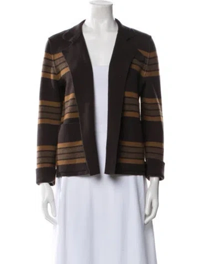 Pre-owned Akris Cashmere Striped Sweater In Brown