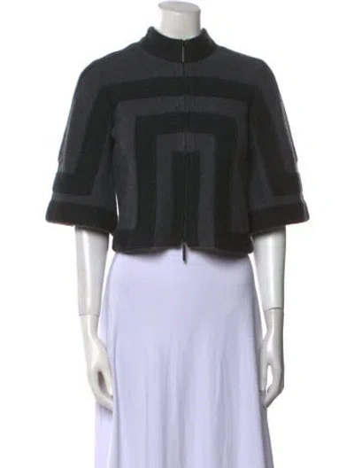 Pre-owned Akris Cashmere Striped Sweater In Gray