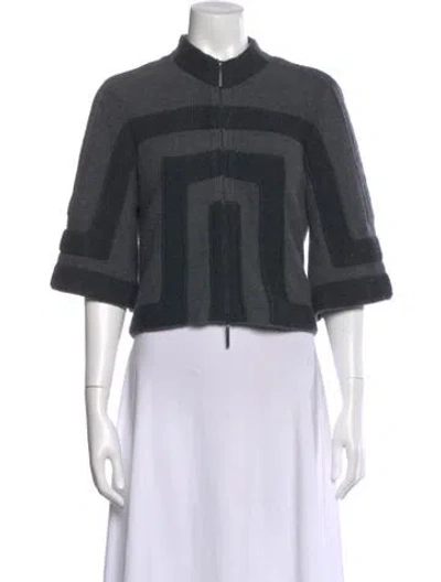 Pre-owned Akris Cashmere Striped Sweater In Gray