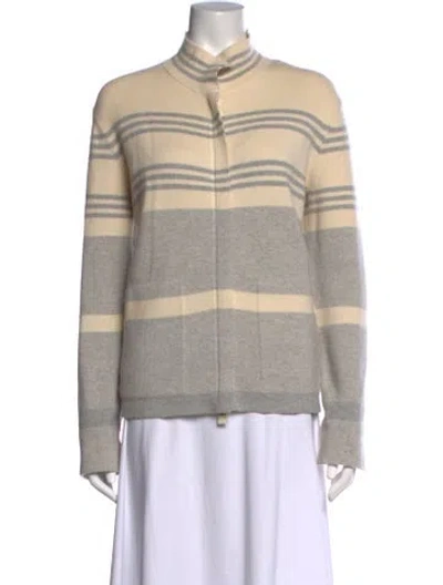 Pre-owned Akris Cashmere Striped Sweater In Grey/neutrals
