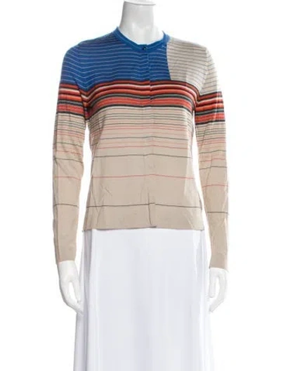 Pre-owned Akris Cashmere Striped Sweater In Neutral