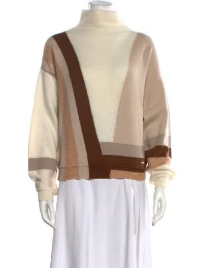 Pre-owned Akris Cashmere Striped Sweater In Neutral
