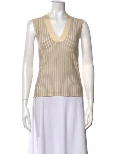 Pre-owned Akris Cashmere Striped Sweater In Neutrals
