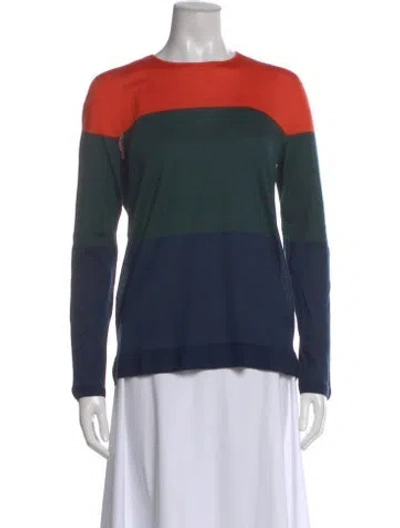 Pre-owned Akris Cashmere Striped Sweater W/ Tags In Blue