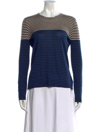 Pre-owned Akris Cashmere Striped Top In Blue