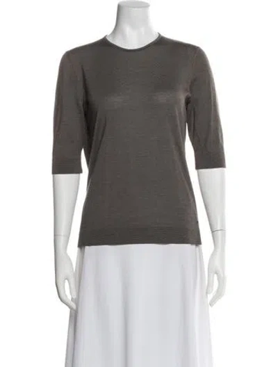 Pre-owned Akris Cashmere Striped Top In Gray
