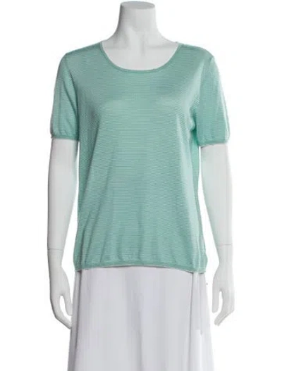Pre-owned Akris Cashmere Striped Top In Green