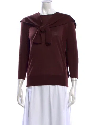 Pre-owned Akris Cashmere Tie Neck Sweater In Burgundy