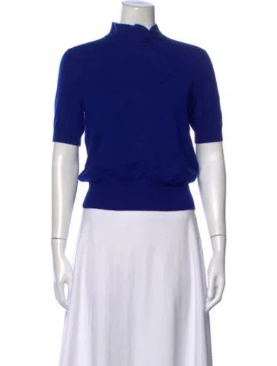 Pre-owned Akris Cashmere Tie Neck Sweater W/ Tags In Blue