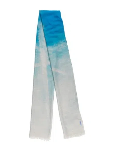 Pre-owned Akris Cashmere Tie-dye Print Scarf In Blue