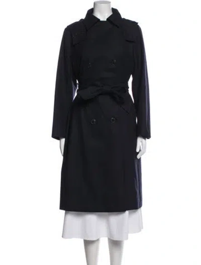 Pre-owned Akris Cashmere Trench Coat In Blue