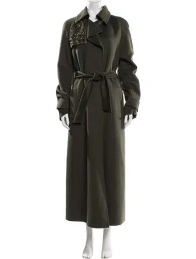Pre-owned Akris Cashmere Trench Coat In Green