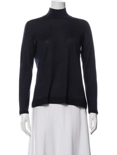 Pre-owned Akris Cashmere Turtleneck Sweater In Blue