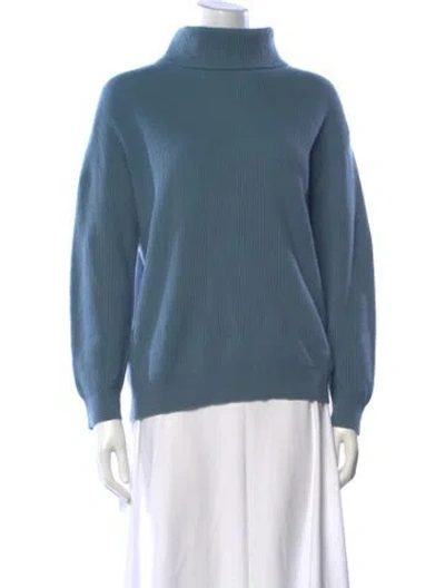 Pre-owned Akris Cashmere Turtleneck Sweater In Blue